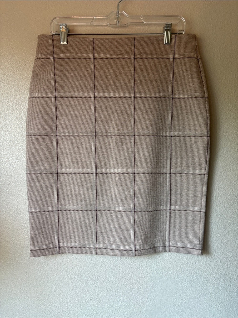 Ann Taylor Factory Taupe Windowpane Pencil Skirt